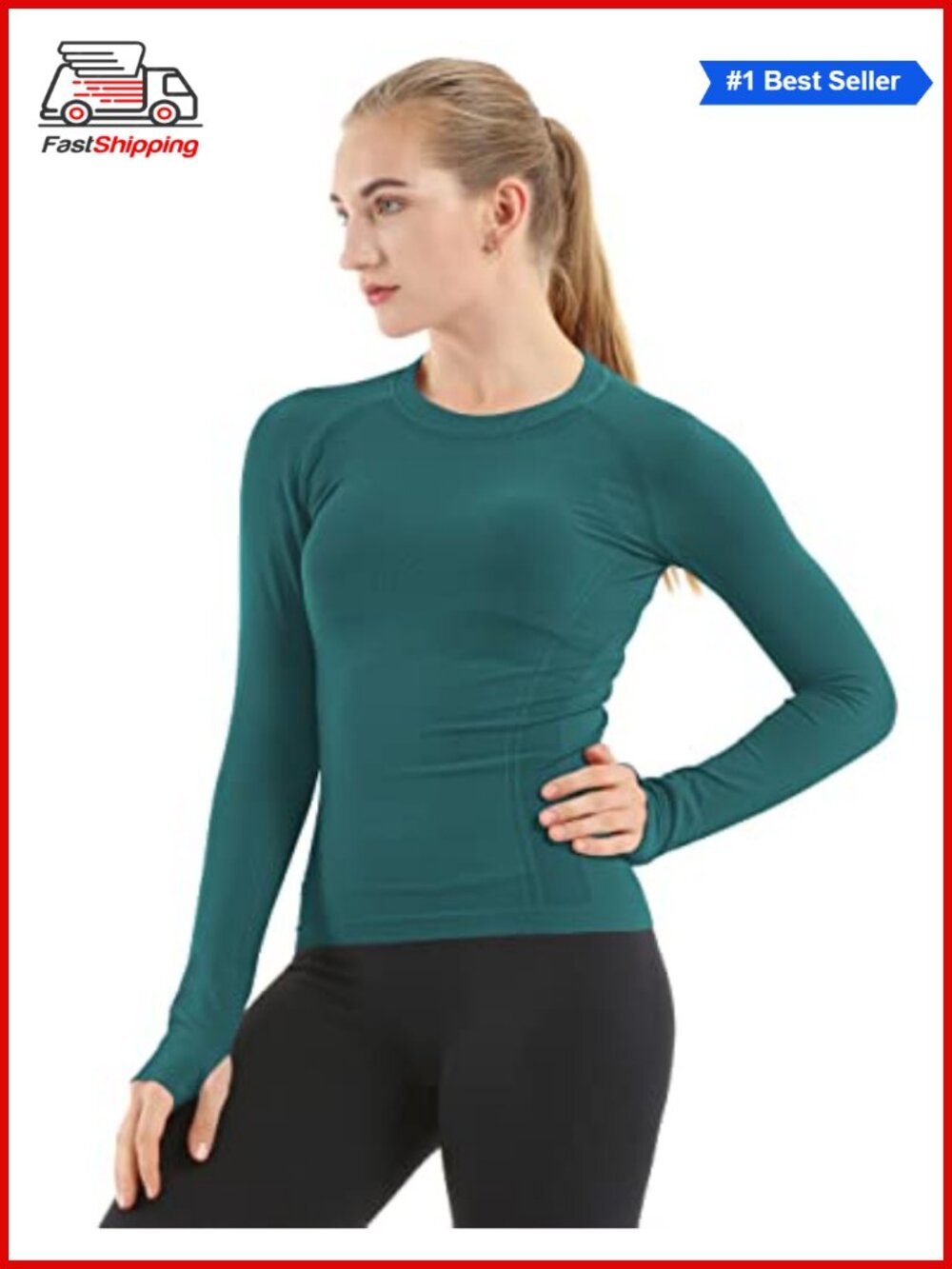 Seamless Long Sleeve Workout Top Thumb Holes Mesh Yoga Gym